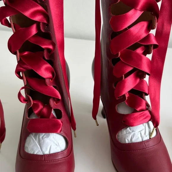 American Duchess Original Tango Boots Red Size 8 1/2 Worn Once - Picture 9 of 14